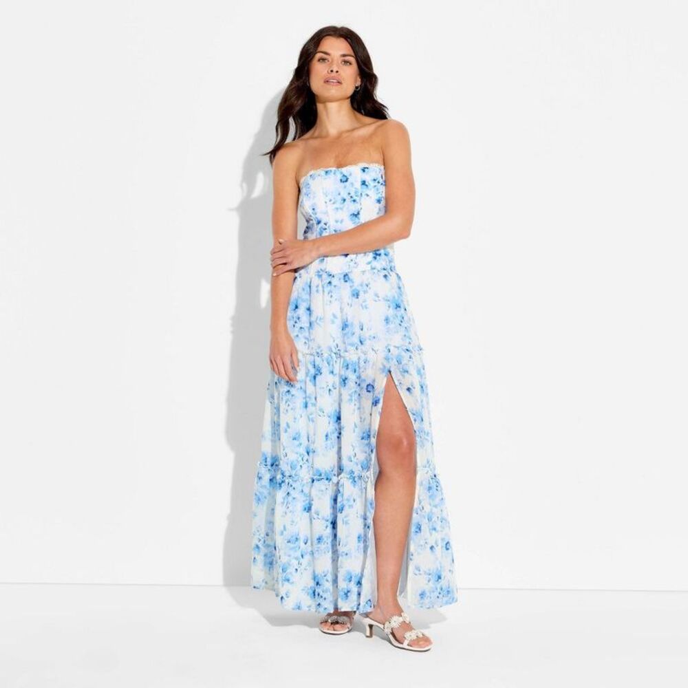Wild Fable - Women's Strapless Tiered Corest Maxi Dress - Wild  White - Picture 2 of 3